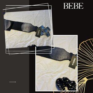 BEBE CRYSTAL CROSS RS CLOSURE BELT NWT